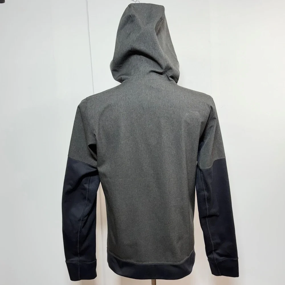 North Face Jacket Mens Small Kilowatt‎ Gray Black Full Zip Softshell Hooded